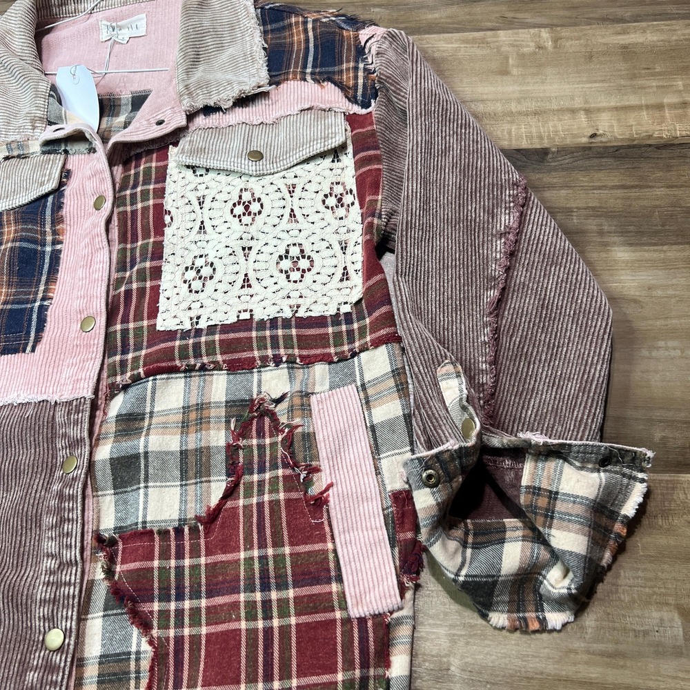 Oli &Hali Washed Patchwork Star Corduroy Jacket S – Plaid Flannel Boho Shacket R - Picture 16 of 16